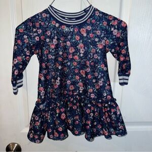 Floral Kids Blouse - Navy and Pink